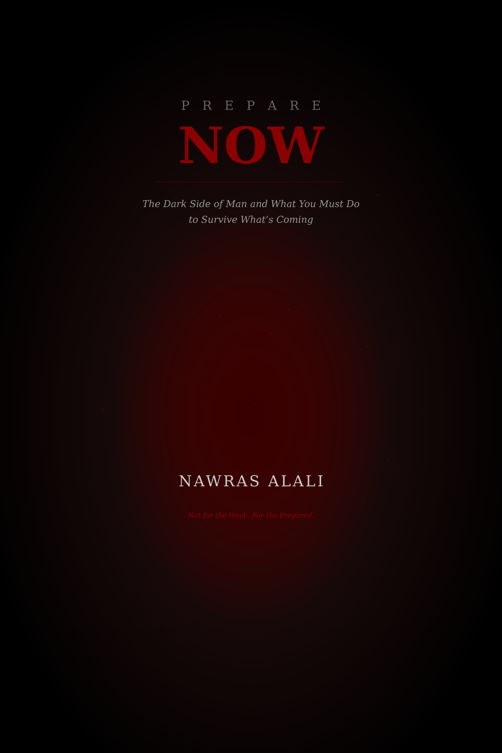 PREPARE NOW book cover — dark background with red glow, title in bold red letters